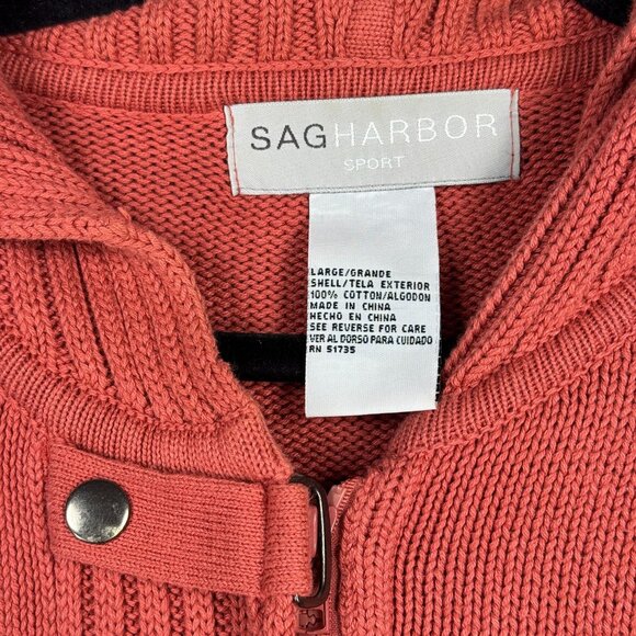 Y2K Coral Hooded Cardigan Jacket Full Zip Cotton Knit Retro Coastal Grandmacore - Picture 6 of 10